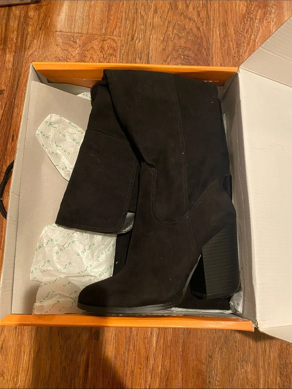 Unisa Black Over-the-Knee Block Heel Boots Brand New never been worn